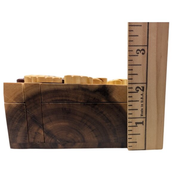Carver Dans Wood Bulldog Puzzle Trinket Box Brown Hand Carved Hidden Stash Box - Picture 13 of 14